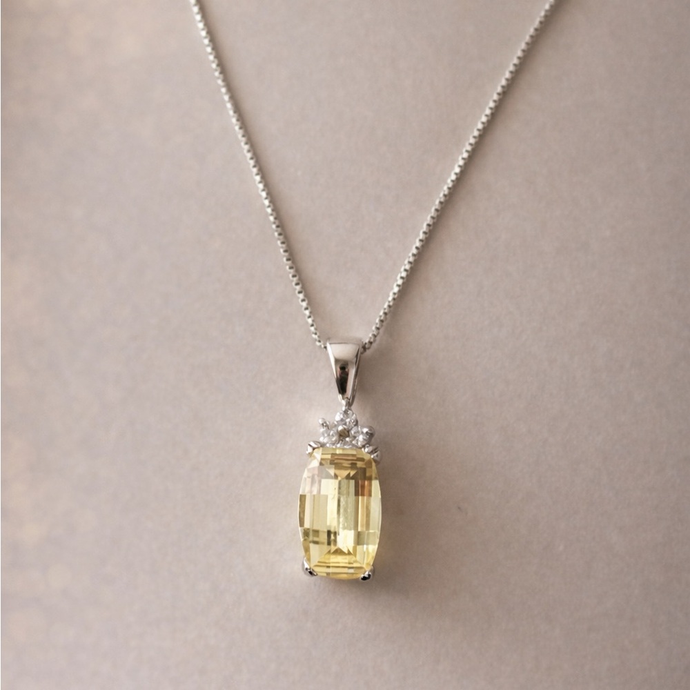 Yellow Topaz Stone 925 Silver Necklace Yellow Pendant Necklace